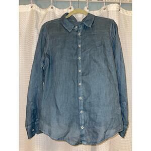 CP Shades Men’s XS Blue 100% Linen Long Sleeve Button Front Shirt